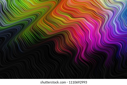 Dark Multicolor, Rainbow vector pattern with lines, ovals. A sample with blurred bubble shapes. Pattern for your business design.