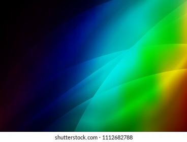 Dark Multicolor, Rainbow vector pattern with narrow lines. Lines on blurred abstract background with gradient. The pattern can be used for websites.