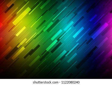 Dark Multicolor, Rainbow vector pattern with narrow lines. Decorative shining illustration with lines on abstract template. The pattern can be used for busines ad, booklets, leaflets