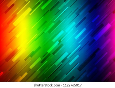 Dark Multicolor, Rainbow vector pattern with narrow lines. Modern geometrical abstract illustration with staves. The template can be used as a background.