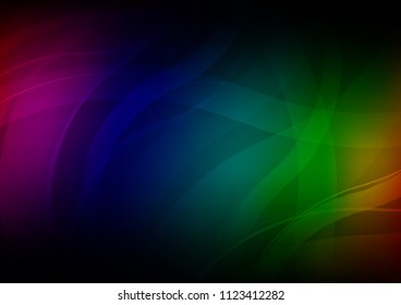 Dark Multicolor, Rainbow vector pattern with bent ribbons. A vague circumflex abstract illustration with gradient. The elegant pattern for brand book.