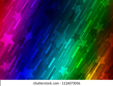 Dark Multicolor, Rainbow vector pattern with narrow lines. Blurred decorative design in simple style with lines. Best design for your ad, poster, banner.