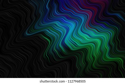 Dark Multicolor, Rainbow vector pattern with bent ribbons. An elegant bright illustration with gradient. New composition for your brand book.
