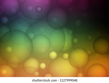 Dark Multicolor, Rainbow vector pattern with spheres. Illustration with set of shining colorful abstract circles. New design for ad, poster, banner of your website.