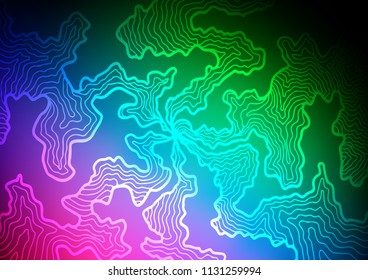 Dark Multicolor, Rainbow vector pattern with bent ribbons. Colorful illustration in abstract marble style with gradient. New composition for your brand book.