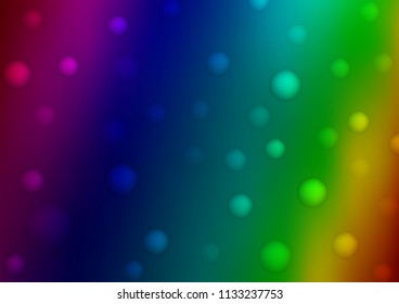 Dark Multicolor, Rainbow vector pattern with spheres. Abstract illustration with colored bubbles in nature style. New design for ad, poster, banner of your website.