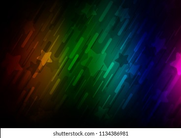 Dark Multicolor, Rainbow vector pattern with narrow lines. Decorative shining illustration with lines on abstract template. The pattern can be used for websites.