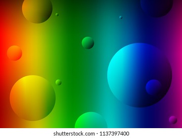 Dark Multicolor, Rainbow vector pattern with spheres. Illustration with set of shining colorful abstract circles. Completely new template for your brand book.