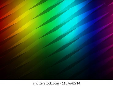 Dark Multicolor, Rainbow vector pattern with narrow lines. Shining colored illustration with narrow lines. The pattern can be used as ads, poster, banner for commercial.
