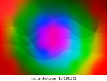 Dark Multicolor, Rainbow vector pattern with bent ribbons. Colorful abstract illustration with gradient lines. Pattern for your business design.