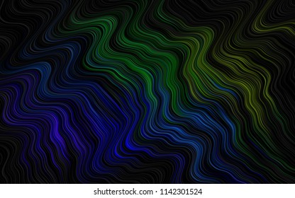 Dark Multicolor, Rainbow vector pattern with liquid shapes. An elegant bright illustration with gradient. A completely new template for your business design.