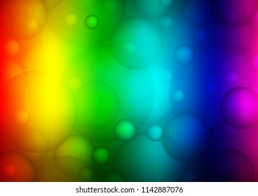 Dark Multicolor, Rainbow vector pattern with spheres. Glitter abstract illustration with blurred drops of rain. Beautiful design for your business natural advert.
