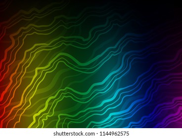 Dark Multicolor, Rainbow vector pattern with bent ribbons. An elegant bright illustration with gradient. A completely new template for your business design.