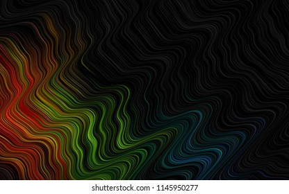 Dark Multicolor, Rainbow vector pattern with lava shapes. Shining illustration, which consist of blurred lines, circles. A new texture for your  ad, booklets, leaflets.