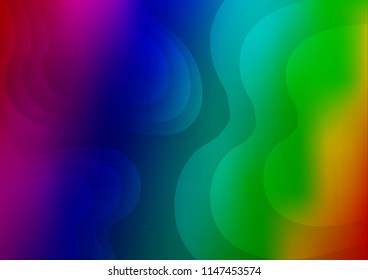 Dark Multicolor, Rainbow vector pattern with curved circles. Geometric illustration in marble style with gradient.  Textured wave pattern for backgrounds.
