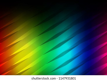 Dark Multicolor, Rainbow vector pattern with narrow lines. Decorative shining illustration with lines on abstract template. The template can be used as a background.