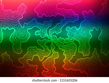 Dark Multicolor, Rainbow vector pattern with lava shapes. Shining illustration, which consist of blurred lines, circles. Pattern for your business design.
