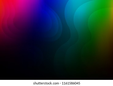 Dark Multicolor, Rainbow vector pattern with curved circles. A sample with blurred bubble shapes. Marble style for your business design.