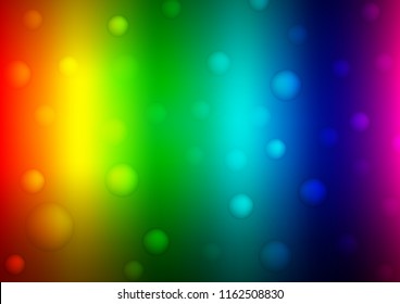 Dark Multicolor, Rainbow vector pattern with spheres. Beautiful colored illustration with blurred circles in nature style. Beautiful design for your business natural advert.