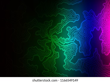 Dark Multicolor, Rainbow vector pattern with lamp shapes. Shining illustration, which consist of blurred lines, circles. A completely new marble design for your business.