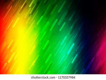 Dark Multicolor, Rainbow vector pattern with narrow lines. Blurred decorative design in simple style with lines. The pattern can be used for websites.