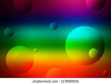 Dark Multicolor, Rainbow vector pattern with spheres. Modern abstract illustration with colorful water drops. The pattern can be used for beautiful websites.