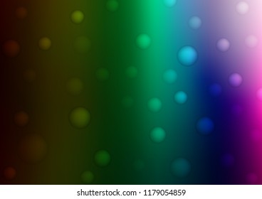 Dark Multicolor, Rainbow vector pattern with spheres. Illustration with set of shining colorful abstract circles. Beautiful design for your business natural advert.