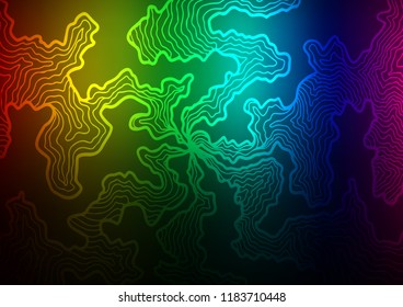 Dark Multicolor, Rainbow vector pattern with lines, ovals. Geometric illustration in marble style with gradient.  Pattern for your business design.