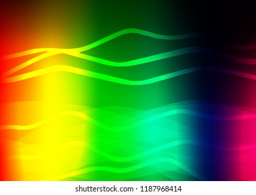 Dark Multicolor, Rainbow vector pattern with narrow lines. Decorative shining illustration with lines on abstract template. The pattern can be used for busines ad, booklets, leaflets