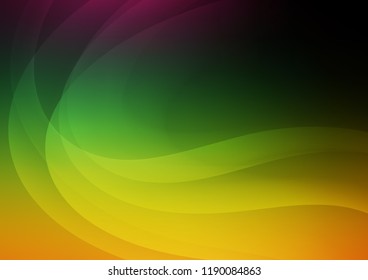 Dark Multicolor, Rainbow vector pattern with bent ribbons. Blurred geometric sample with gradient bubbles.  Brand new design for your ads, poster, banner.
