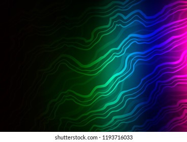 Dark Multicolor, Rainbow vector pattern with lines, ovals. An elegant bright illustration with gradient. A completely new template for your business design.