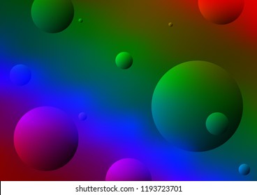 Dark Multicolor, Rainbow vector pattern with spheres. Illustration with set of shining colorful abstract circles. Completely new template for your brand book.