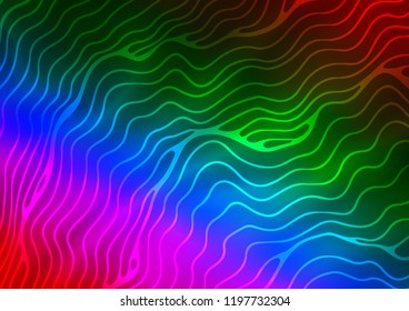 Dark Multicolor, Rainbow vector pattern with lamp shapes. Glitter abstract illustration with wry lines. Textured wave pattern for backgrounds.