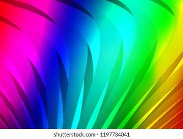 Dark Multicolor, Rainbow vector pattern with narrow lines. Shining colored illustration with narrow lines. The pattern can be used for busines ad, booklets, leaflets