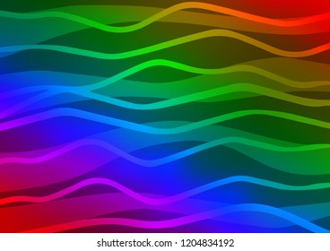 Dark Multicolor, Rainbow vector pattern with narrow lines. Lines on blurred abstract background with gradient. The template can be used as a background.