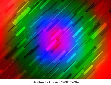 Dark Multicolor, Rainbow vector pattern with narrow lines. Shining colored illustration with narrow lines. Best design for your ad, poster, banner.