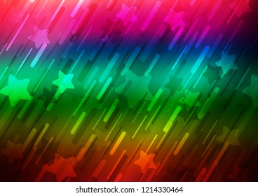 Dark Multicolor, Rainbow vector pattern with narrow lines. Blurred decorative design in simple style with lines. Smart design for your business advert.