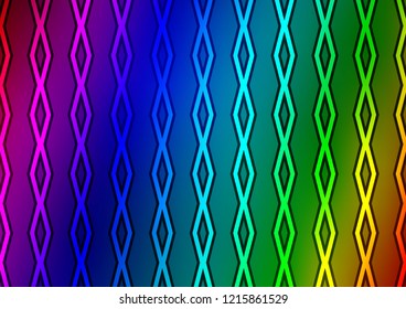 Dark Multicolor, Rainbow vector pattern with lines, rectangles. Colorful illustration with lines, cubes on abstract template. Best design for your ad, poster, banner.