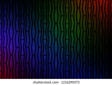 Dark Multicolor, Rainbow vector pattern with narrow lines. Blurred decorative design in simple style with lines. Smart design for your business advert.