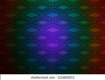 Dark Multicolor, Rainbow vector pattern with lines, rectangles. Modern geometric abstract illustration with lines, squares. Pattern for business booklets, leaflets.