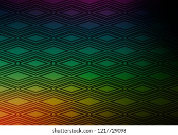 Dark Multicolor, Rainbow vector pattern with lines, rectangles. Colorful illustration with lines, cubes on abstract template. Pattern for ads, posters, banners.