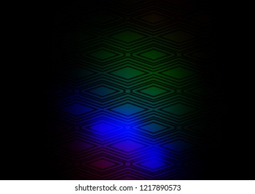 Dark Multicolor, Rainbow vector pattern with lines, rectangles. Modern geometric abstract illustration with lines, squares. Pattern for websites, landing pages.