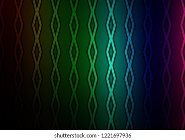 Dark Multicolor, Rainbow vector pattern with lines, rectangles. Colorful lines, squares on abstract background with gradient. Pattern for business booklets, leaflets.