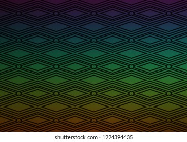 Dark Multicolor, Rainbow vector pattern with lines, rectangles. Glitter abstract illustration with colorful lines, rhombuses. Smart design for your business advert.