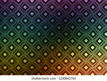 Dark Multicolor, Rainbow vector pattern with lines, rectangles. Glitter abstract illustration with colorful lines, rhombuses. Best design for your ad, poster, banner.