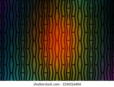 Dark Multicolor, Rainbow vector pattern with narrow lines. Lines on blurred abstract background with gradient. The template can be used as a background.