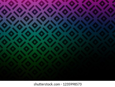Dark Multicolor, Rainbow vector pattern with lines, rectangles. Modern geometric abstract illustration with lines, squares. Pattern for business booklets, leaflets.