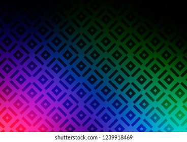 Dark Multicolor, Rainbow vector pattern with lines, rectangles. Shining colorful illustration with lines, rectangles. Pattern for business booklets, leaflets.
