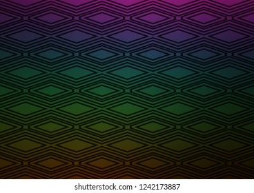 Dark Multicolor, Rainbow vector pattern with lines, rectangles. Colorful decorative design in simple style with lines, rhombuses. Smart design for your business advert.