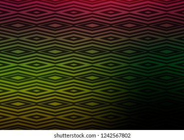Dark Multicolor, Rainbow vector pattern with lines, rectangles. Glitter abstract illustration with colorful lines, rhombuses. Backdrop for TV commercials.